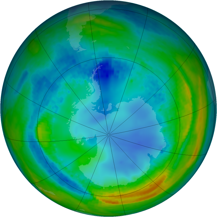 Antarctic ozone map for 06 August 2004